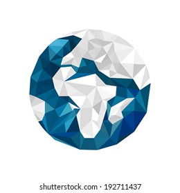 Origami globe isolated on white background