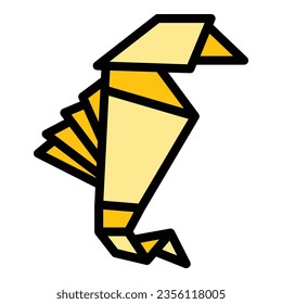 Origami goose icon outline vector. Geometric animal. Art folded color flat