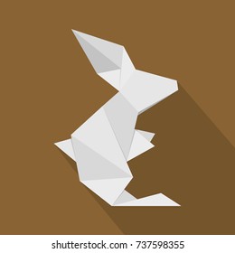 Origami Hare icon. Flat illustration of origami hare vector icon for web
