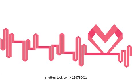 Origami heart beat line
