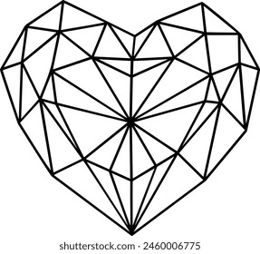 Origami heart love abstract vector tattoo polygonal vector illustration.