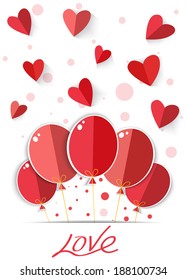 Origami heart in red background. Vector EPS10.