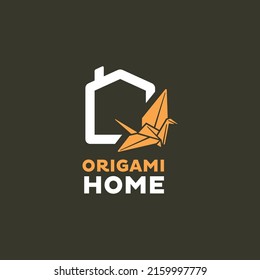 Origami with home logo design vector graphic symbol icon sign illustration creative idea