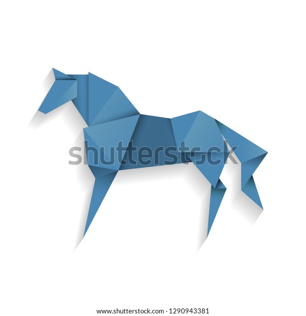 Origami Horse On White Background Vector Stock Vector