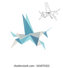 Origami horse. Triangle geometric shapes abstract animal unicorn.