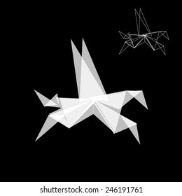 Origami horse. Triangle geometric shapes abstract animal pegas.