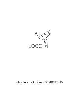 origami hummingbird logo on white background