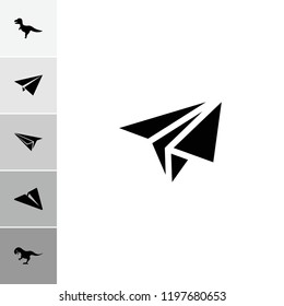 Origami icon. collection of 6 origami filled icons such as dinosaur, paper plane. editable origami icons for web and mobile.