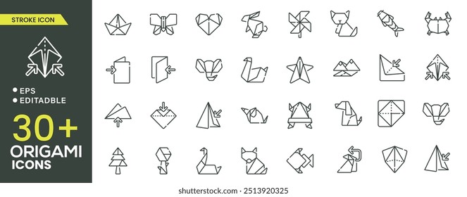 Origami icon collection. Duotone color. Vector illustration. Containing origami, dog, seal.