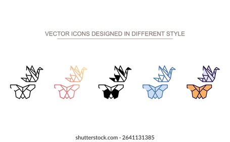 Origami icon design with white background stock illustration