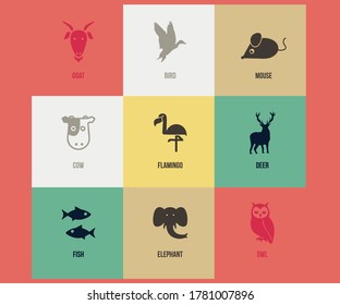 Origami icon set with different elements