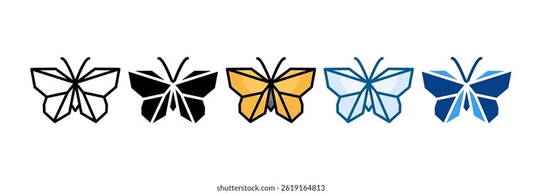 Conjunto de iconos de origami Colección de estilo múltiple