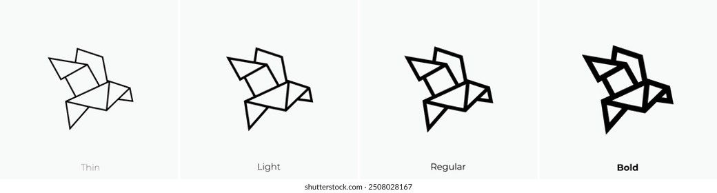 origami icon. Thin, Light Regular And Bold style design isolated on white background