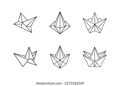 origami icon vector line art illustration