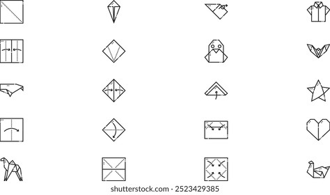 Origami-Symbole Hochwertige Vektorsymbol-Kollektion mit bearbeitbarem Strich. Ideal für professionelle und kreative Projekte.