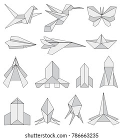 Origami icons set