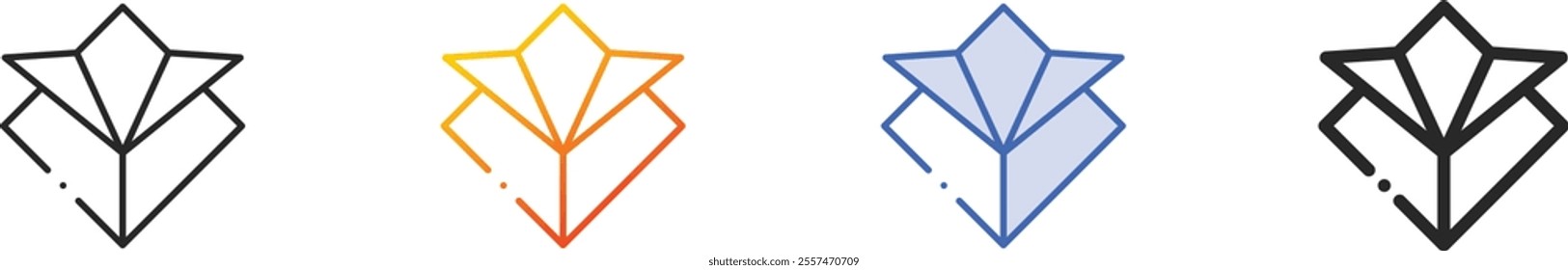 origami icon.Thin Linear, Gradient, Blue Stroke and bold Style Design Isolated On White Background