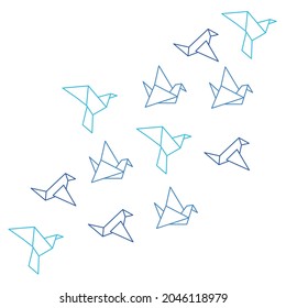 Origami illustration. A simple sketch of a bird