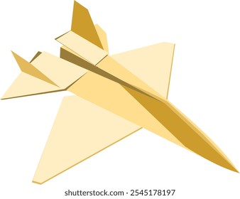 Origami image of a paper airplane, brown paper, facing front right