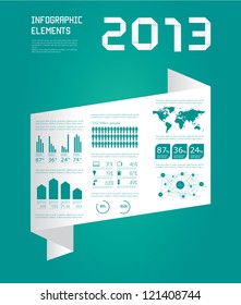 Origami infographics set. World Map and Information Graphics