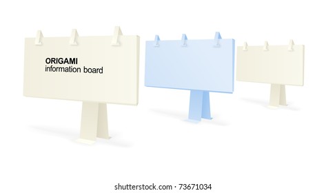 Origami information street boards. Place your text here