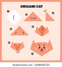 origami instructions. origami instruction. step by step instructions how to make origami. Vector illustration. animal origami instructions.