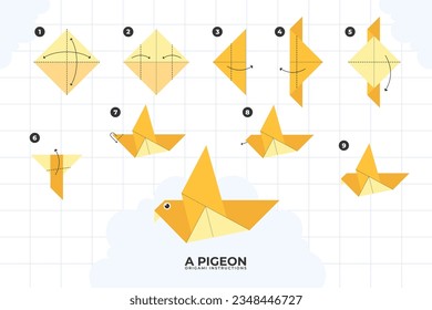 origami instructions. origami instruction. step by step instructions how to make origami. Vector illustration. animal origami instructions.