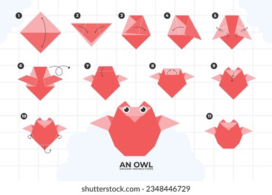 origami instructions. origami instruction. step by step instructions how to make origami. Vector illustration. animal origami instructions.