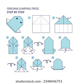 origami instructions. origami instruction. step by step instructions how to make origami. Vector illustration. animal origami instructions.