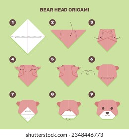 origami instructions. origami instruction. step by step instructions how to make origami. Vector illustration. animal origami instructions.