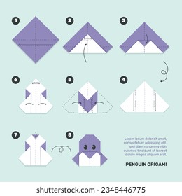 origami instructions. origami instruction. step by step instructions how to make origami. Vector illustration. animal origami instructions.
