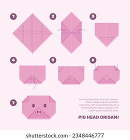 instrucciones de origami. instrucción de origami. instrucciones paso a paso sobre cómo hacer origami. Ilustración vectorial. instrucciones de origami animal.