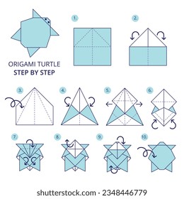 origami instructions. origami instruction. step by step instructions how to make origami. Vector illustration. animal origami instructions.