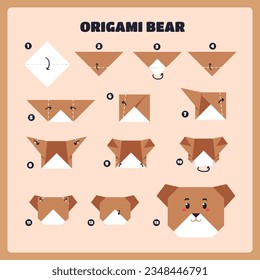 origami instructions. origami instruction. step by step instructions how to make origami. Vector illustration. animal origami instructions.