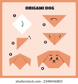 origami instructions. origami instruction. step by step instructions how to make origami. Vector illustration. animal origami instructions.