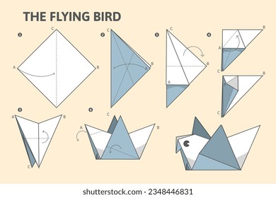 origami instructions. origami instruction. step by step instructions how to make origami. Vector illustration. animal origami instructions.