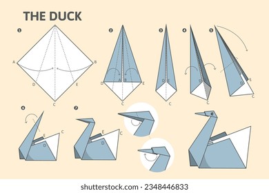 origami instructions. origami instruction. step by step instructions how to make origami. Vector illustration. animal origami instructions.