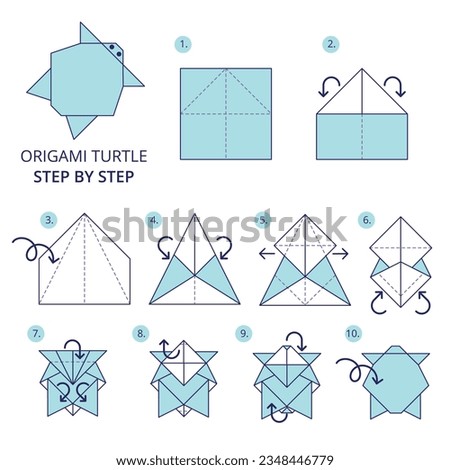 origami instructions. origami instruction. step by step instructions how to make origami. Vector illustration. animal origami instructions.