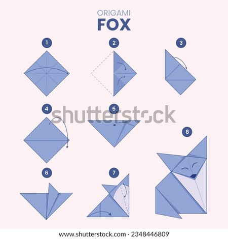 origami instructions. origami instruction. step by step instructions how to make origami. Vector illustration. animal origami instructions.