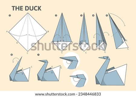 origami instructions. origami instruction. step by step instructions how to make origami. Vector illustration. animal origami instructions.