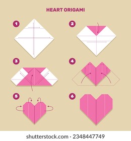 origami instructions. origami instruction steps. step by step instructions how to make origami. Vector illustration. step by step origami instructions.
