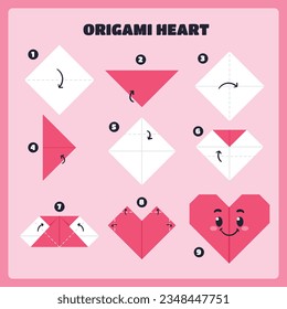 origami instructions. origami instruction steps. step by step instructions how to make origami. Vector illustration. step by step origami instructions.