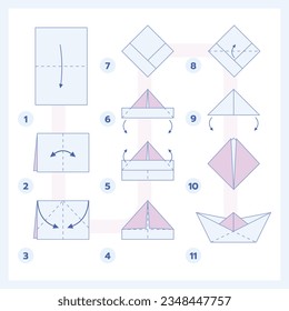 origami instructions. origami instruction steps. step by step instructions how to make origami. Vector illustration. step by step origami instructions.
