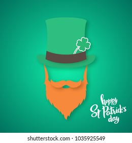 Origami of Irishman. Saint Patrick's Day card. Vector illustration.