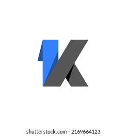 Origami K letter, icon, vector illustration