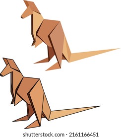 origami kangaroo in flat style