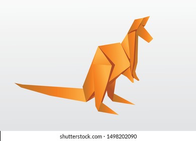 Origami kangaroo paper in vector style