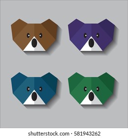 origami koala face vector colorful 
