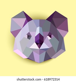 Origami koala. Low poly vector illustration. koala made of paper