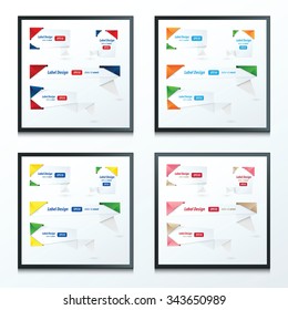 Origami label design set 4 style